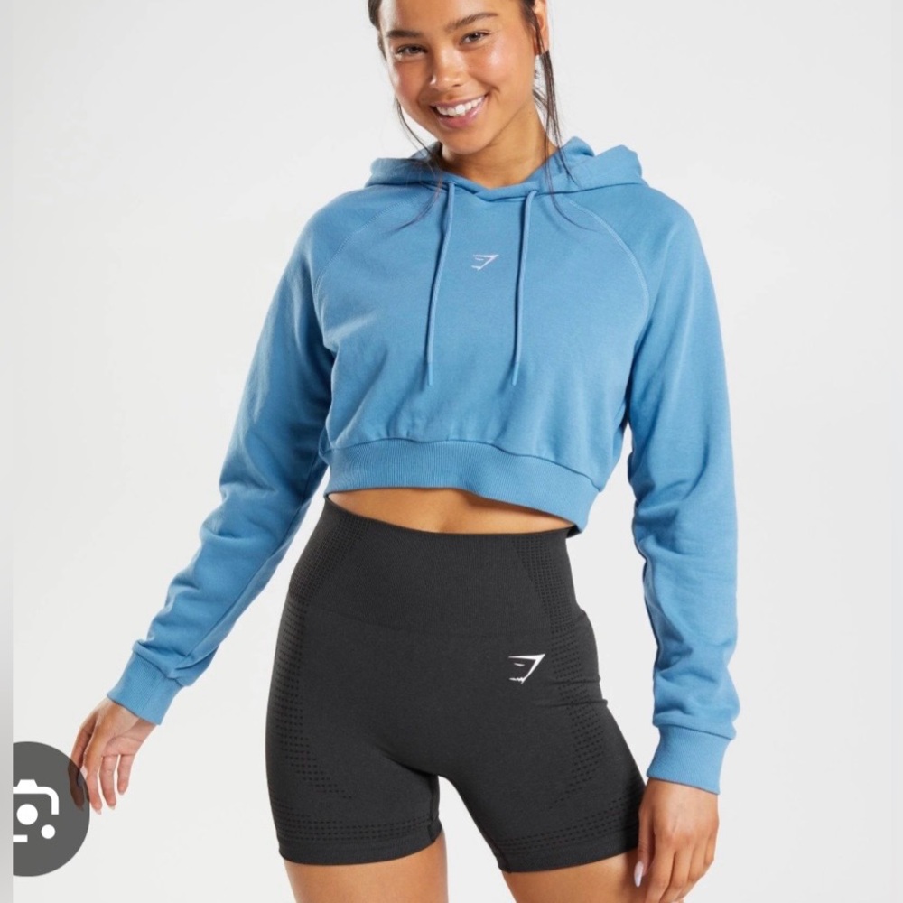 Gymshark Azure Blue Cropped Hoodie Lightly Used